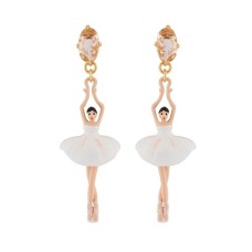 WHITE BALLERINA AND STONE STUD EARRINGS